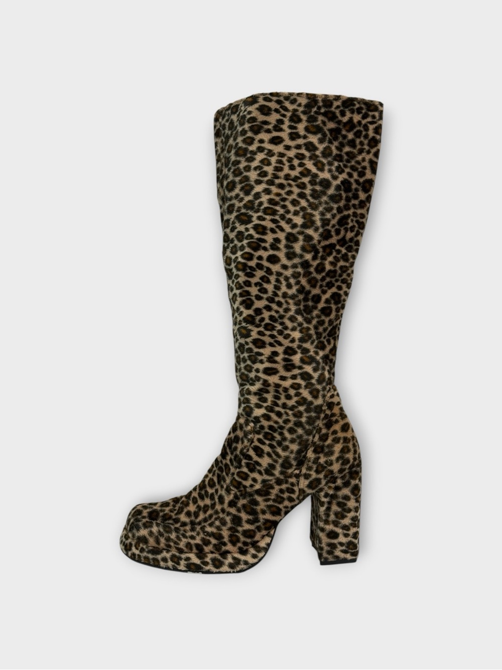 Via Ravia Leopard Print Platform Knee-High Boots
